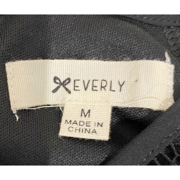 Everly Black A-Line Dress With Long Floral Lace Sleeves, Size Medium - Picture 12 of 12